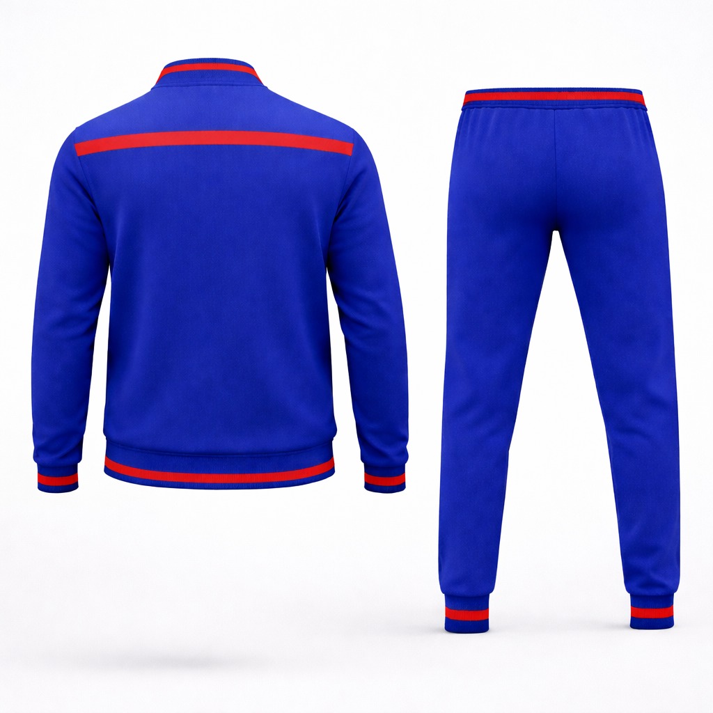 Men's Designer Blue Red Tech Fleece Tracksuit Set - Image 2