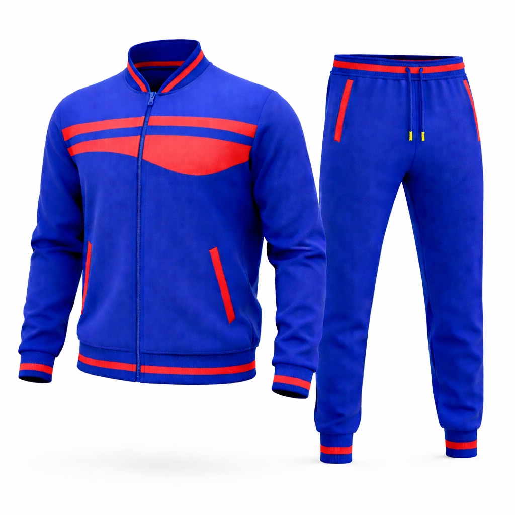 Men's Designer Blue Red Tech Fleece Tracksuit Set